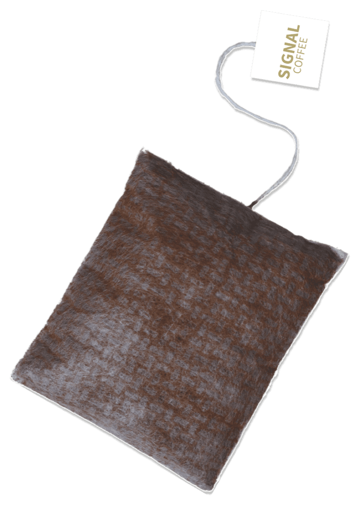 Filtrante de Signal Coffee (steep bag) con su etiqueta